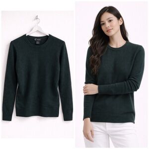 C by Bloomingdale’s 100% 2-Ply Cashmere Sweater Forest Green Size Small